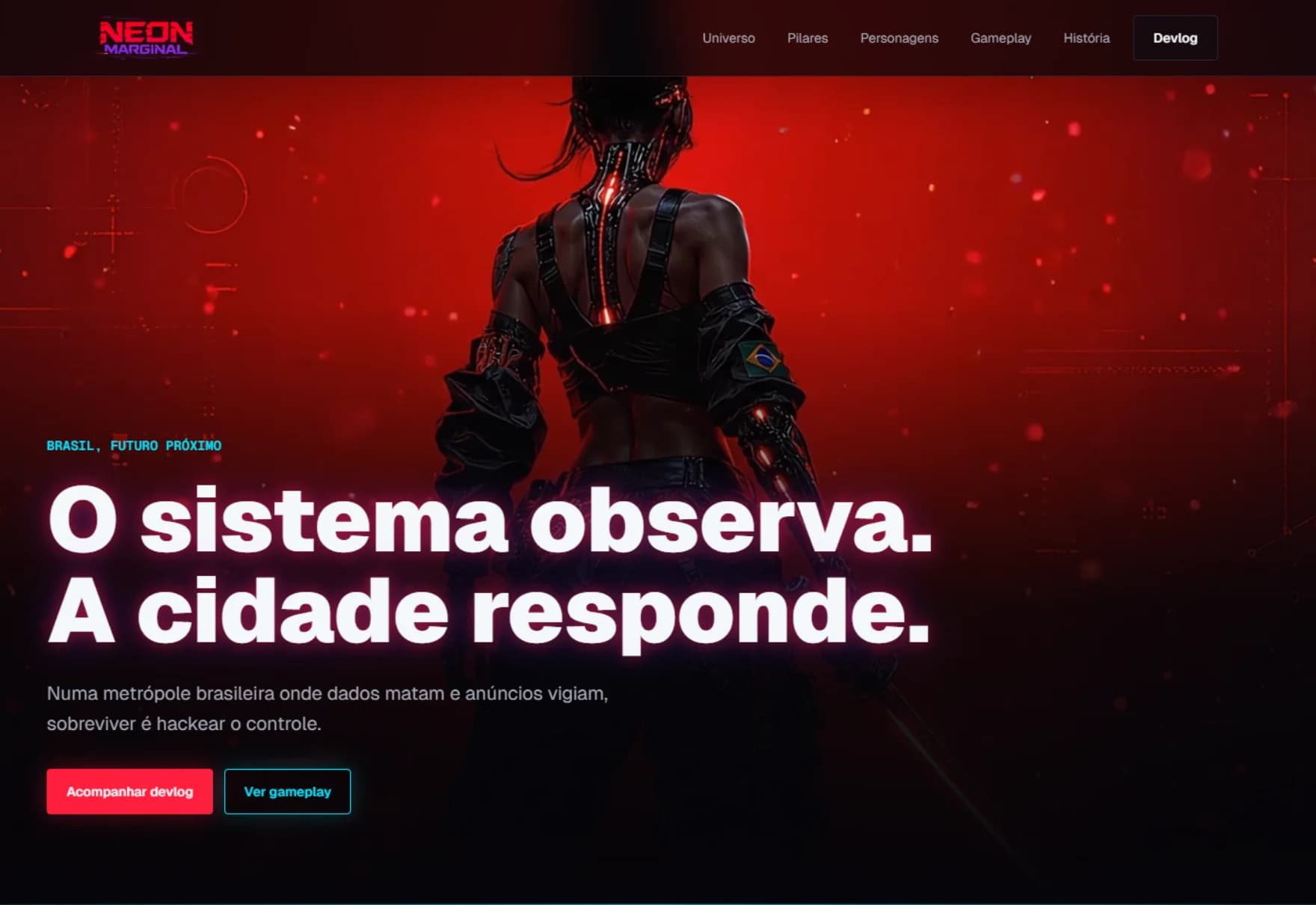 Landing page conceitual: Neon Marginal